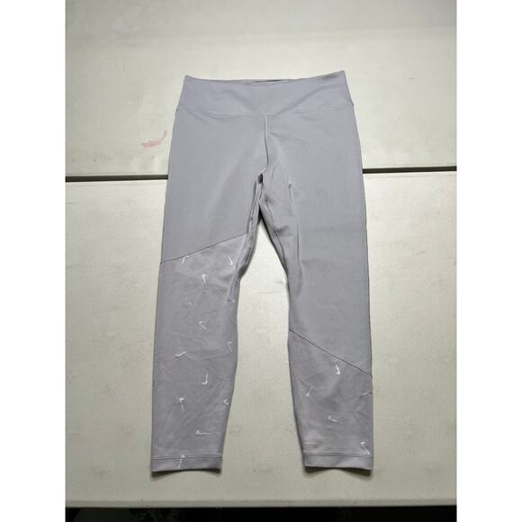 Nike DRI-FIT SWOOSH 7/8 LEGGINGS IN GRAY-GREY women size Large - gym workout - Picture 9 of 11
